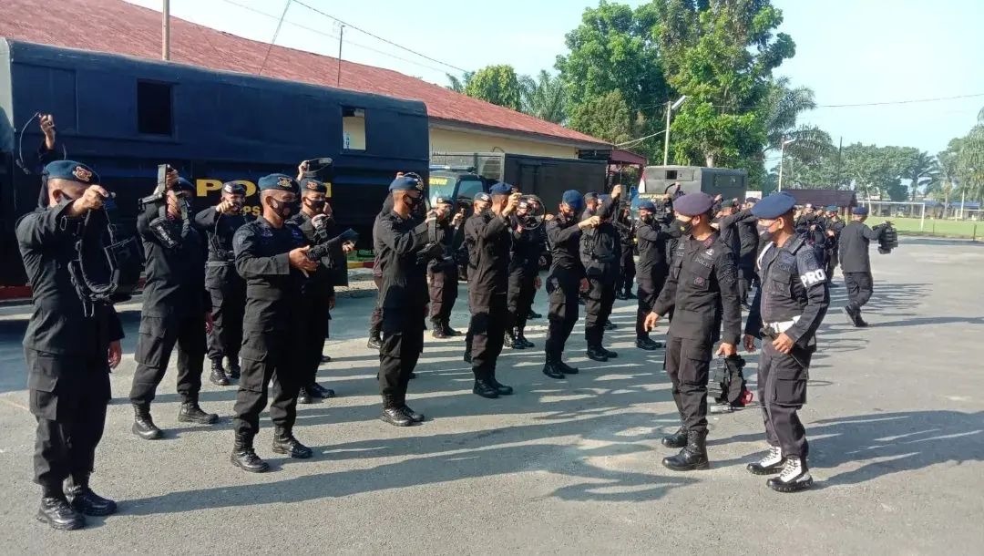 Jaga Kondusifitas Pilkades di Kabupaten Labura, Batalyon B Brimob Poldasu diturunkan Lakukan Pengamanan