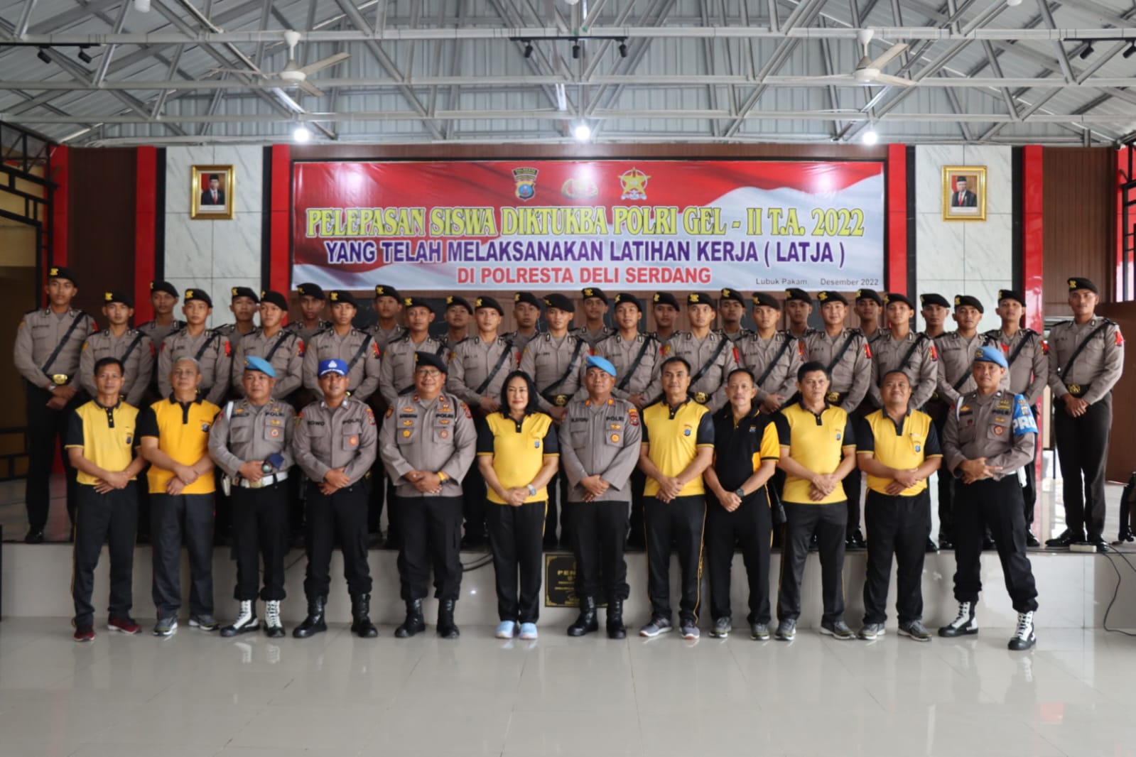 Polresta Deli Serdang Laksanakan Pelepasan Dan Pemberian Arahan Kepada Siswa Latja Diktuk BA Polri Gelombang II T.A 2022 SPN Hinai Polda Sumut