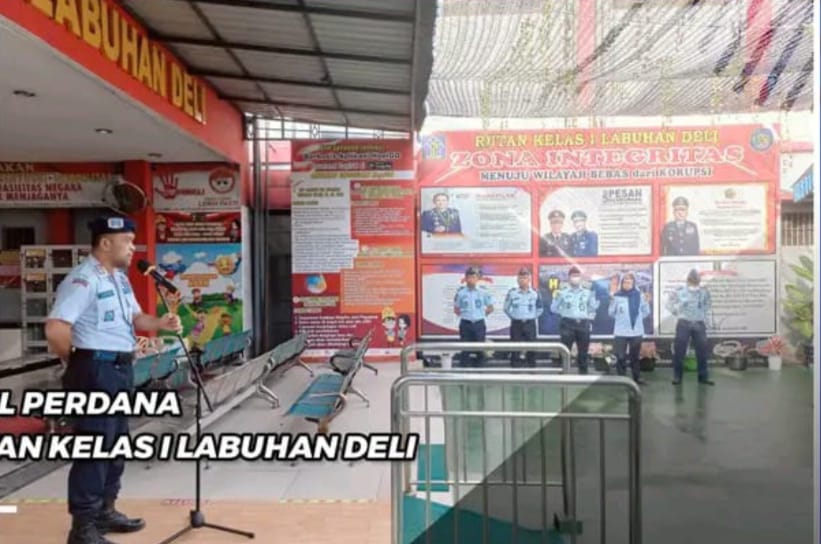KA Rutan Kelas I Labuhan Deli Pimpin Apel Perdana Di Tahun Baru 2023