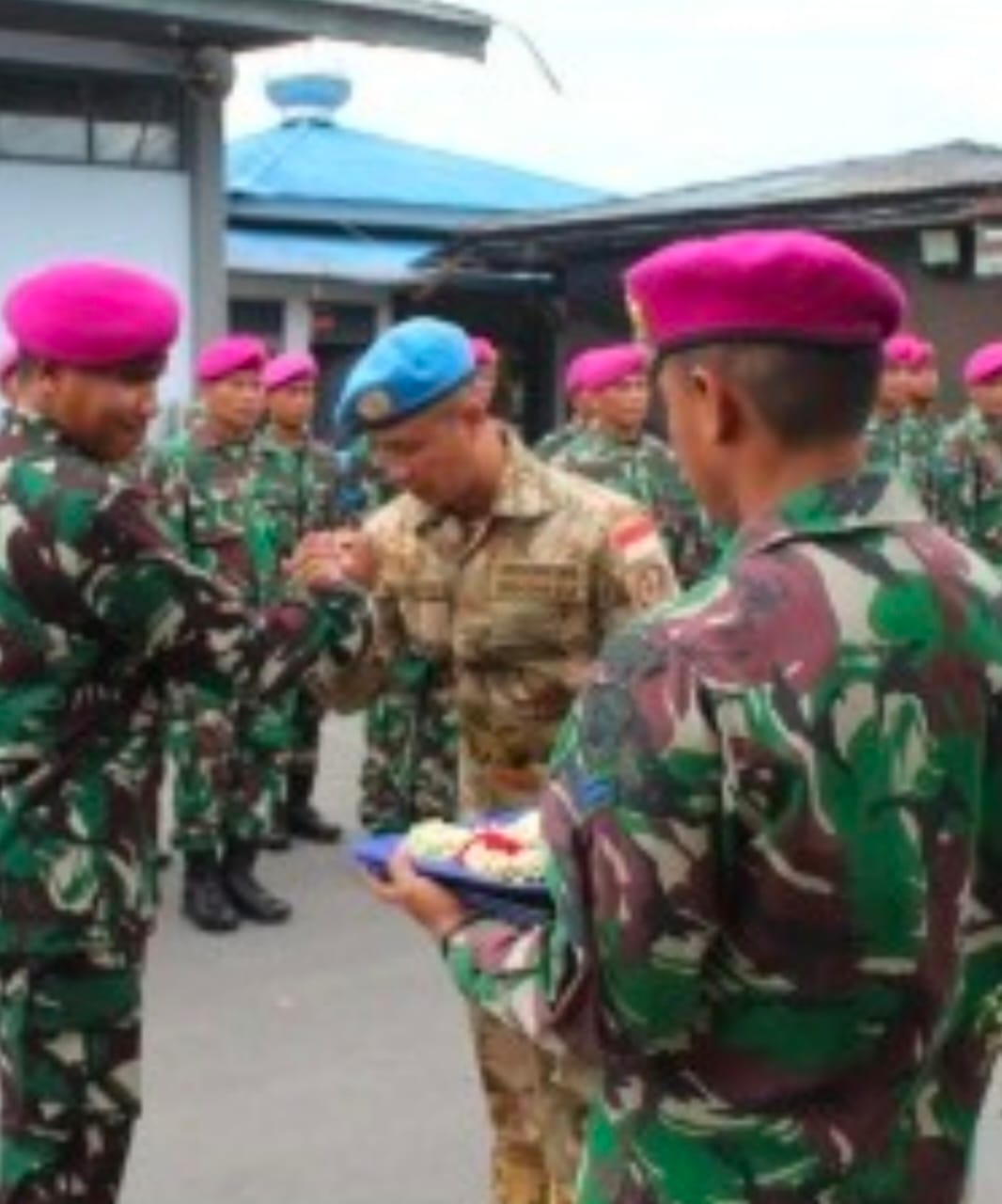 Danyonmarhanlan I Pimpin Upacara Penyambutan Prajurit Satgas BGC TNI KONGA