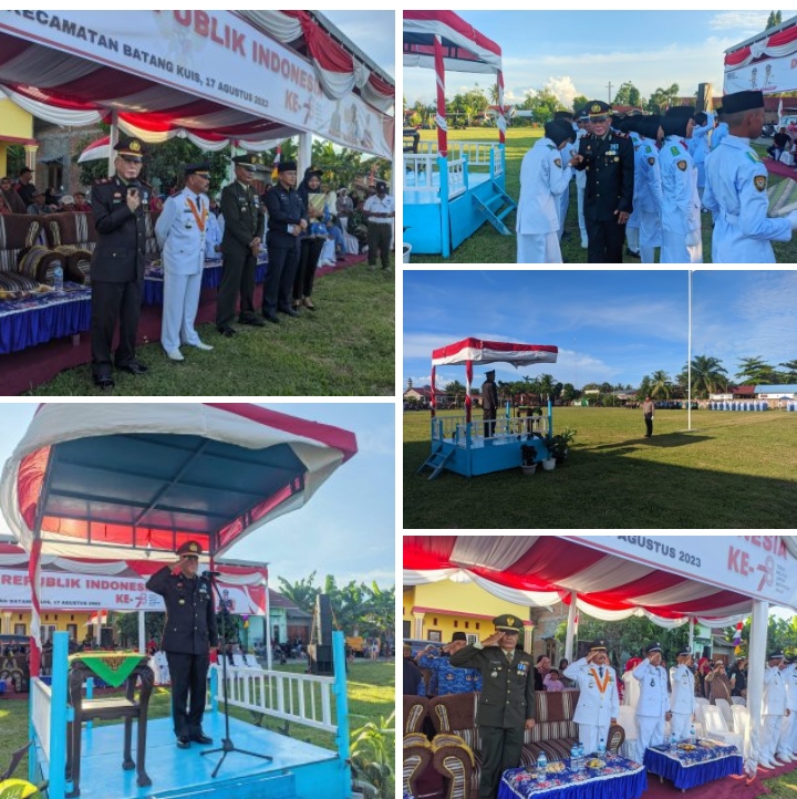 Upacara Penurunan Bendera Peringatan HUT RI Ke-78 Kapolsek Batang Kuis Akp. Syahrizal Bertindak Sebagai Inspektur Upacara