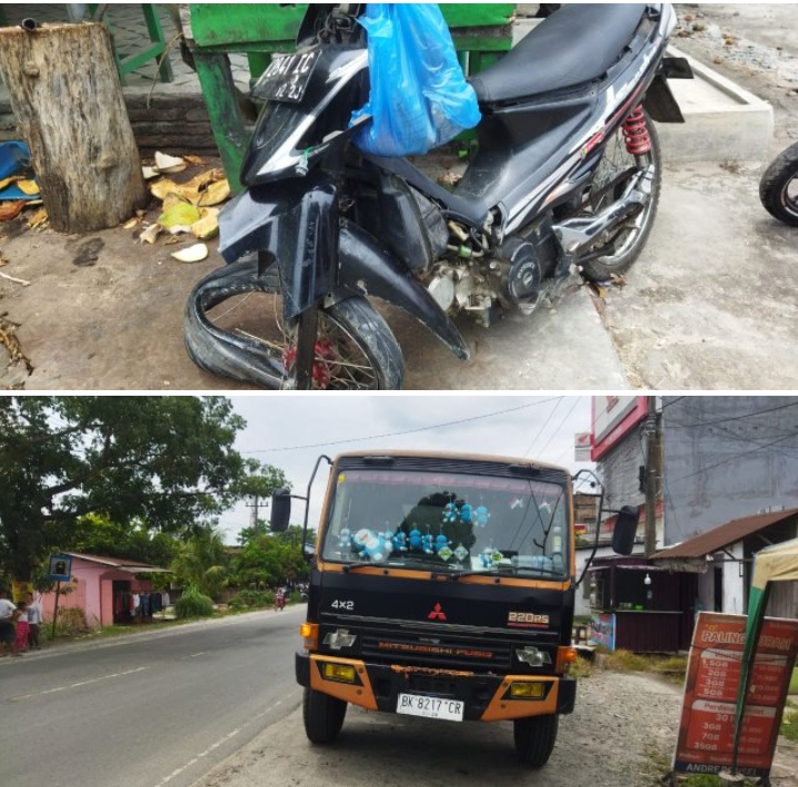 Lakalantas di Jalinsum Sergai Sepeda Motor Vs Truk Semen Dan Seorang Bocah Pelajar SD Negeri Tewas Tertabrak