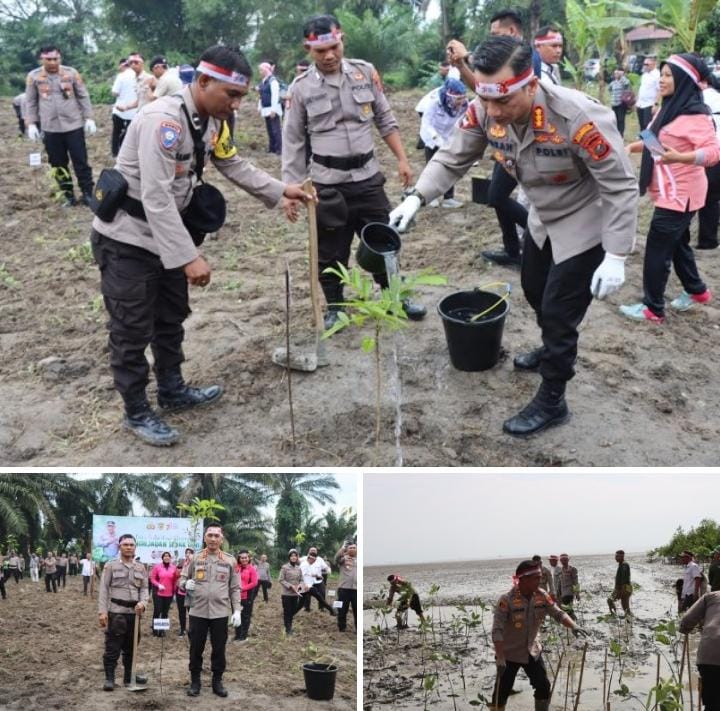 Rayakan Hut RI Ke 78, jajaran Polresta Deli Serdang laksanakan Penanaman Pohon Dengan Serentak