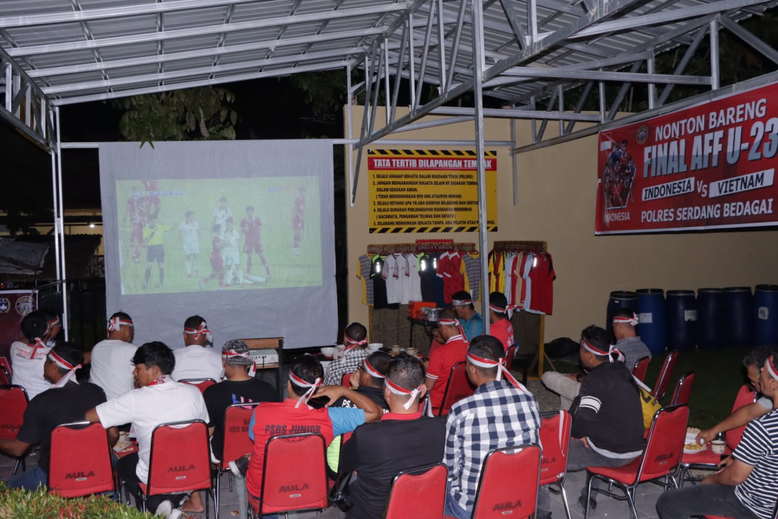 Polres Sergai Gelar Nobar Bersama Wartawan di Laga Final AFF U-23