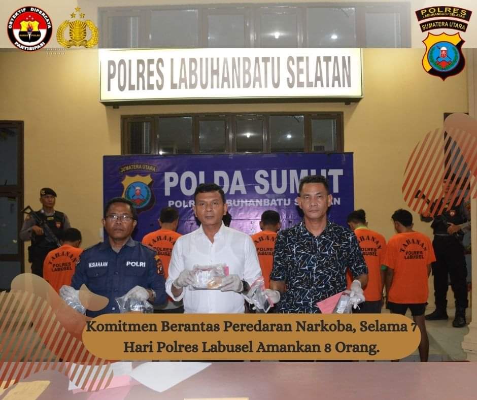 Sat Resnarkoba Polres Labusel Ungkap 7 Kasus Narkotika Sekaligus Amankan 8 orang Tersangka