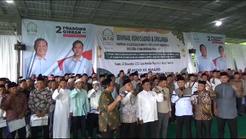 Pimpinan Wilayah MCMI Sumut Bersama Para Da’i Se-deliserdang Mendeklarasikan Prabowo-Gibran Presiden 2024-2029