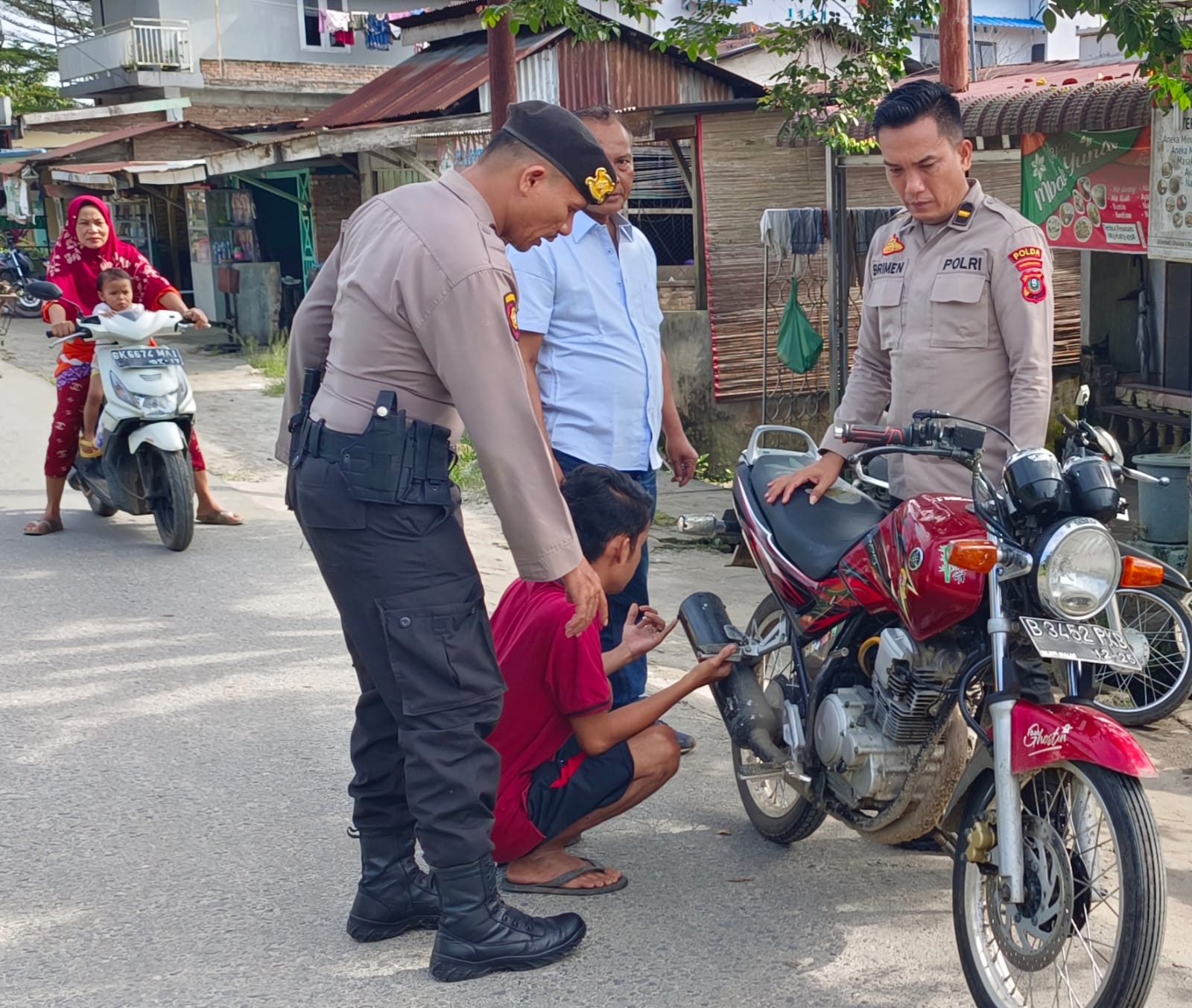 Antisipasi Tindak Kejahatan dan Geng Motor Polsek Kotarih Razia Knalpot Brong