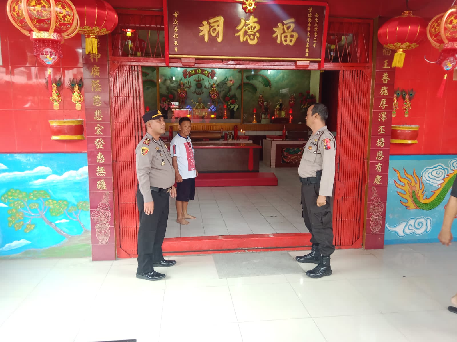 Kapolsek Perbaungan Cek dan Kontrol Lokasi Ibadah Klenteng Menjelang Hari Raya Imlek