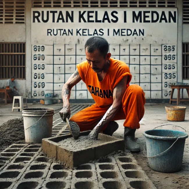 Warga Binaan Sedang Mencetak Paving Blok
