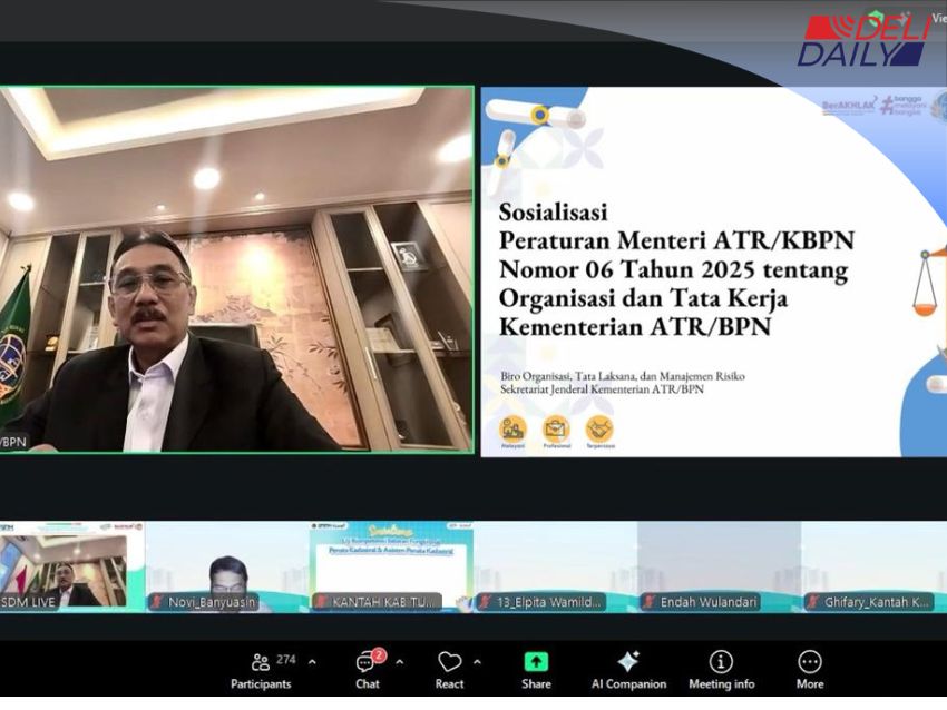 Empat Pesan Sekjen ATR/BPN di Sosialisasi Permen Organisasi: Pelajari Regulasi hingga Perkuat Koordinasi